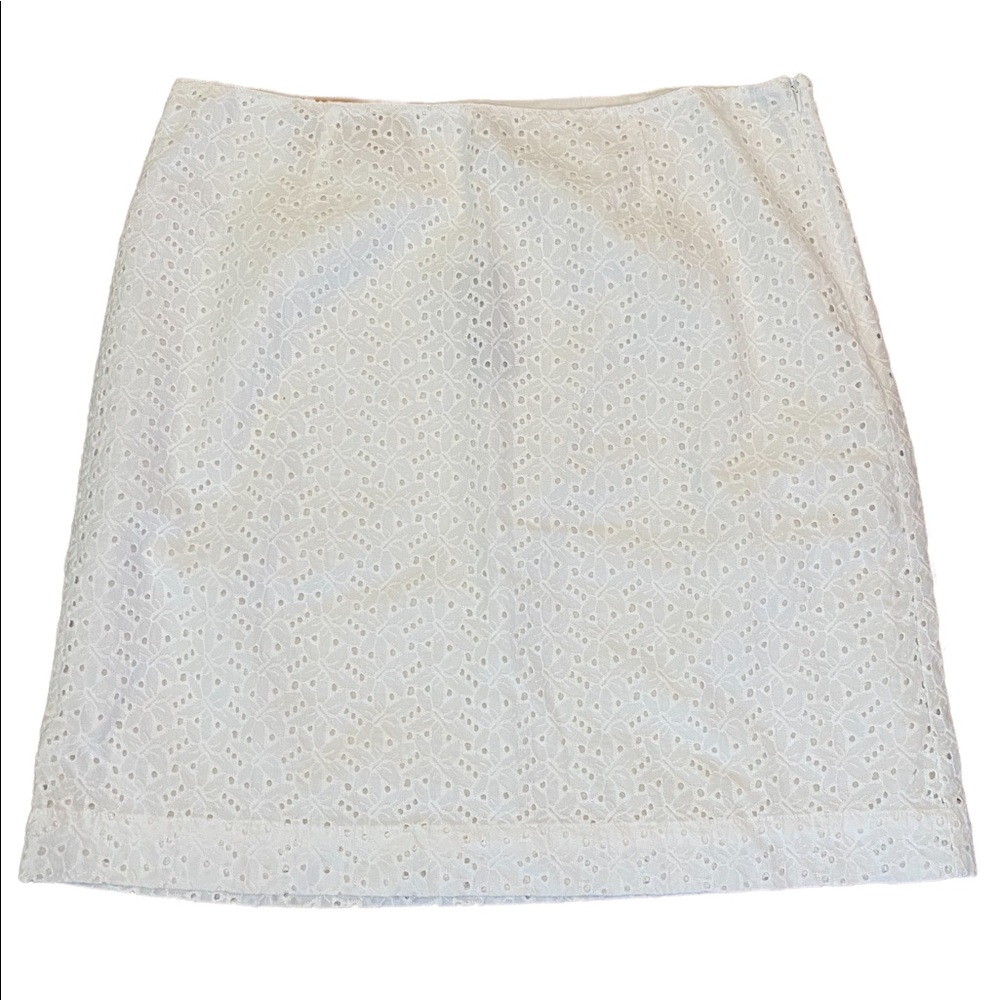 NWT L.L BEAN Camden White EYELET SKIRT Women’s 12 Favorite Fit LINED